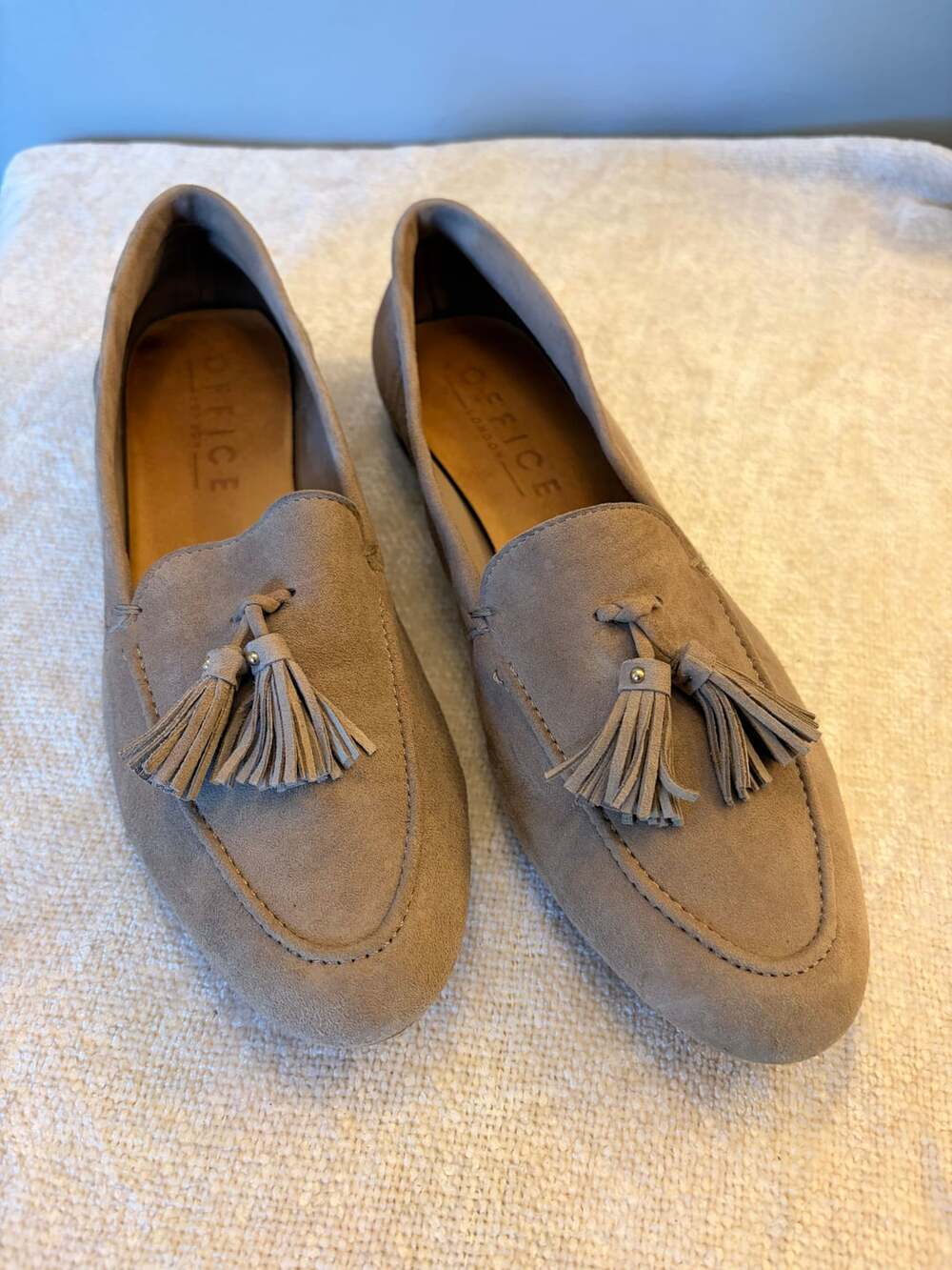 Office London Tassel Loafers Taupe Suede EU40/US9 Luxury Grandpa Core